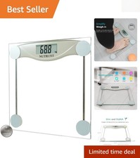 Sleek Tempered Glass Bathroom Scale - 0.2 lb Accuracy, User-friendly Design