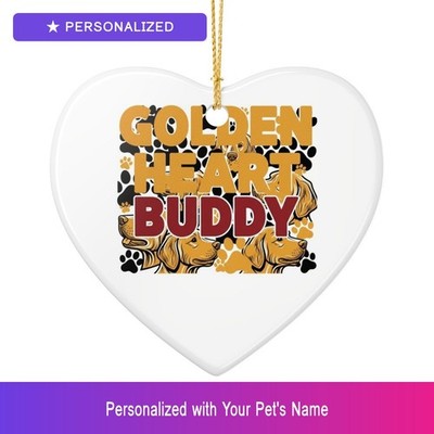 Custom Golden Retriever Pet Lover Ornament Personalized Heart Easter Gift