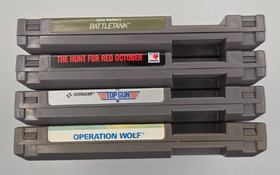NES 4 Game Lot Top Gun Operation Wolf Hunt for Red October Battletank Tested
