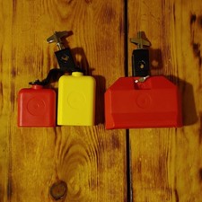 Plastic Percussion Drum Set Blocks Clave Hi Low Tone Double Single Red Yellow