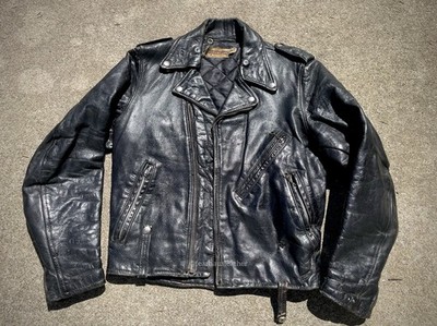 60s Thrashed Distressed Harley Davidson Cycle Champ Biker Moto Jacket Vintage XS