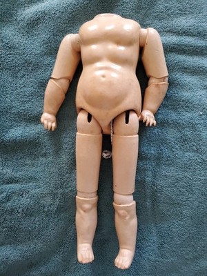 Antique 19'' Early 1885 German Straight Wrist Doll Body Belton, Simon Halbig, GK