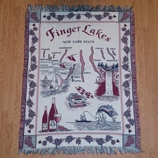 Finger Lakes New York Tapestry Throw Blanket 62"x48" Seneca Cayuga Conesus Keuka