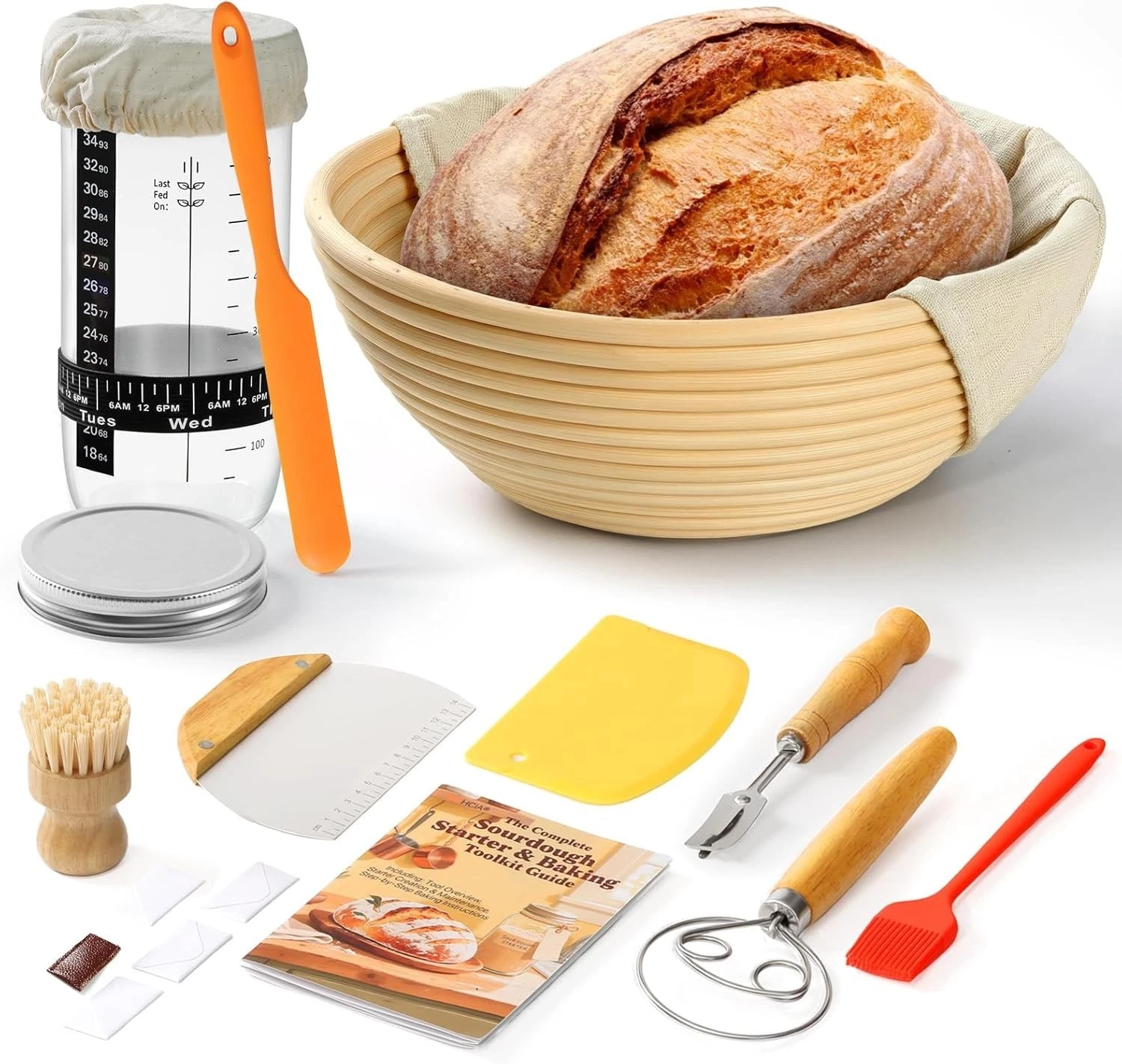 Complete Bread Proofing Basket Kit All-in-One Set W/ Banneton(9 in Sourdough