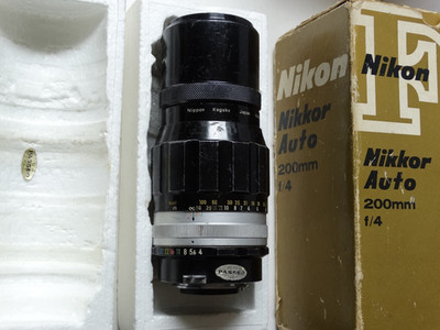 (early) Nikon NIPPON KOGAKU 200mm F4 Nikkor-Q Auto Telephto Lens, Pre-AI, w/ Box