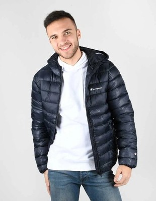 CHAMPION Herren Linear LC Logo Navy Padded Allover Jacke Tech-Fill Größe L Neu mit Etikett