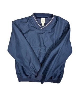 Field FG Gear Men's Windbreaker Pullover Jacket Navy V-Neck Mesh Lined Sz Small