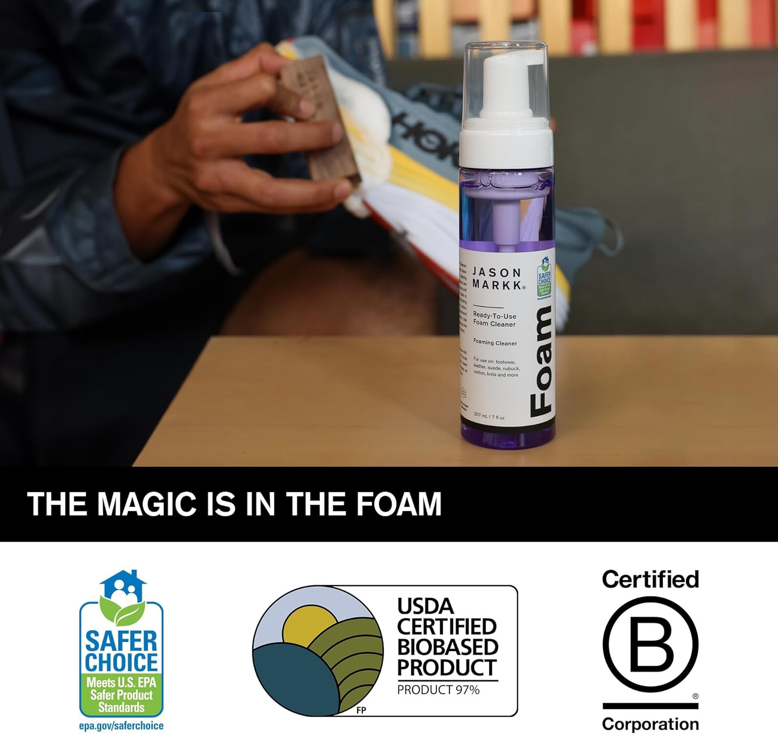 Jason Markk Ready-To-Use Convenient Foaming Shoe Cleaner, 207 ml / 7 fl oz