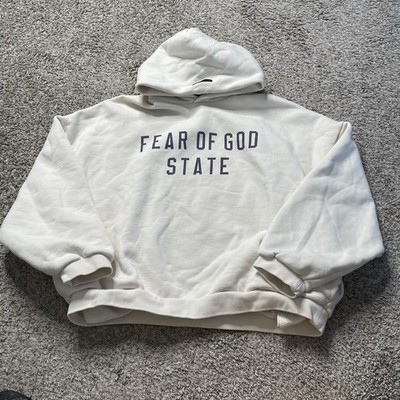 Essentials Hoodie Mens 2XL Cream Fear of God Heavyweight Fleece Pullover EUC 211