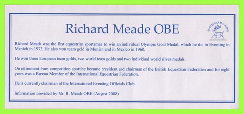 G.B. 2008 Olympics m/s First Day Cover Hand signed, Richard Meade OBE - Picture 3 of 3