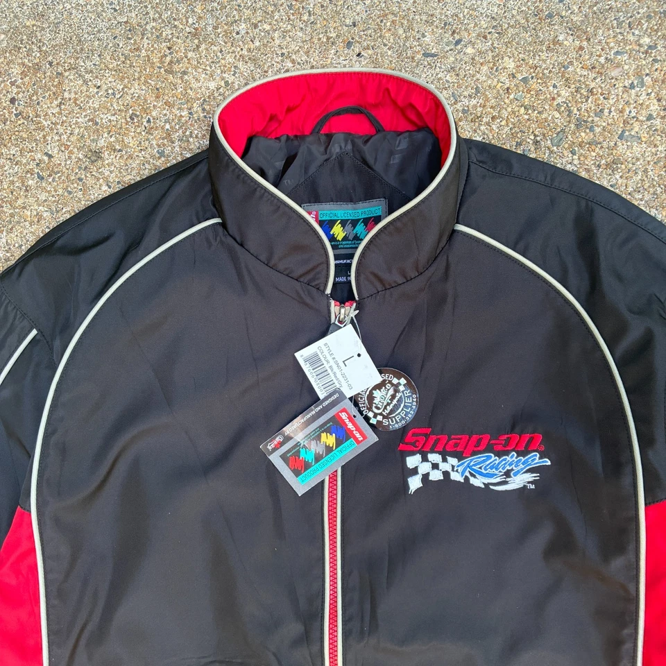 NEW Snap On Racing Jacket Men Large Black Red Embroidered Zipper Motorsports - Image 3 of 4