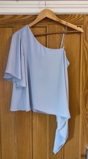 Brand New New Look Pale Blue One Shoulder Chain Top Size 10