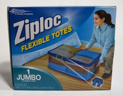 Ziploc Flexible Tote Jumbo XXL 22 Gallon Storage Bag Organization Space Saver