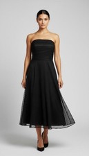 Scott Mcclintock Strapless Swiss Dot Mesh Flowy Overlay Dress Size 8 Chic Retro