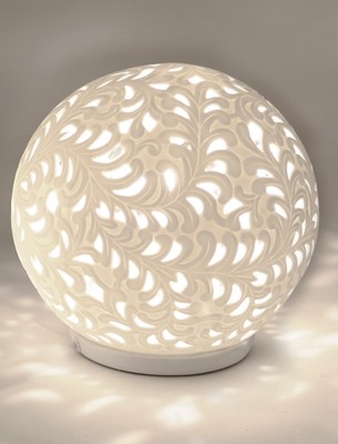 Tischlampe, Kugellampe Leuchte HARMONIE ROMANTIK weiß D. 16cm Porzellan Formano