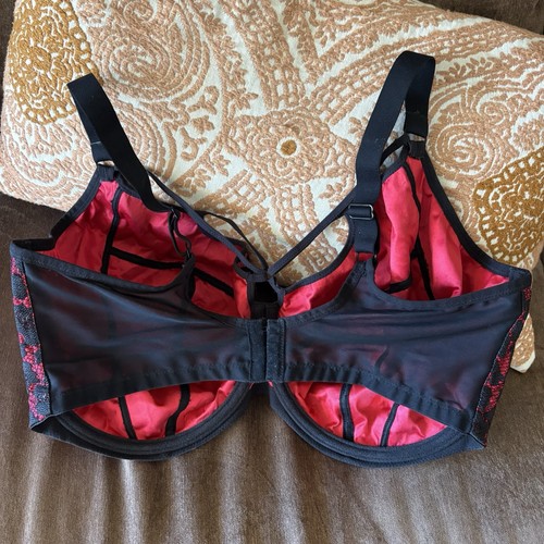 Elomi Nicole Underwire Plunge Cage Bra Size 40L Red Black Lace - Picture 6 of 9