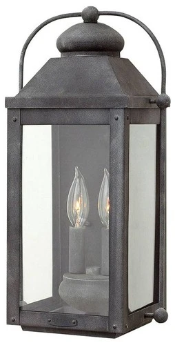 Anchorage 9 1/4"W Aged Zinc Two Candle Outdoor Wall Light - Picture 2 of 10