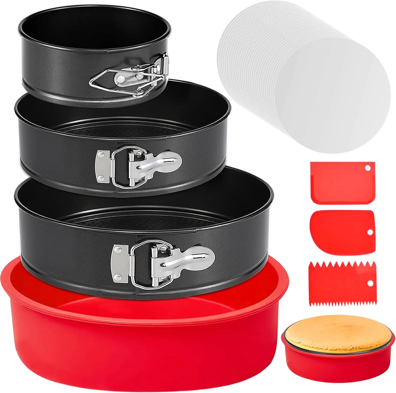 4 7 9 Inch Springform Pan Set of 3, Leakproof Cheesecake Pan with Protector
Opens in a new window or