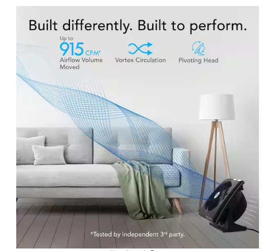 Vornado 673T 9.16 in. 3 Fan Speeds Table Fan in Black with Tilting Feature - Image 2 of 4