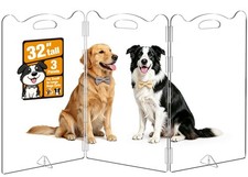 32" Tall Clear Acrylic Dog Gate, 3 Panel Freestanding Pet Barrier