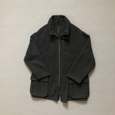 Vintage Yves Saint Laurent YSL Men s Black Wool Blend Car Coat Overcoat Size L