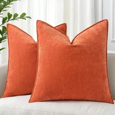 decorUhome Fall Couch Throw Pillow Covers 18x18 Set 18 x 18 (Pack of 2), Rust 