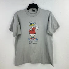 Vintage Screen Stars Best T-shirt Mens L Gray Duck Here Comes Trouble Faded