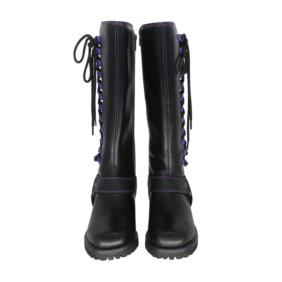 Botas largas de motociclista con cordones morados Milwaukee Riders® para mujer Foto 4 de 4
