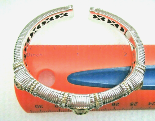 Brazalete Judith Ripka JR TWO Plata de Ley Oro 18K Diamantes Canarios Talla XSmall - Imagen 8 de 12