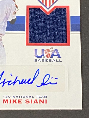Mike Siani 2017 USA Baseball Signatures Game Jersey Auto #42 #ed 203/299 - Picture 4 of 10