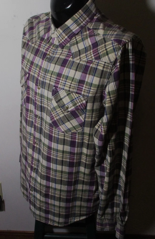 PENDLETON Purple Green "Epic Fitted" Western Snap Button Shirt Size XL - Image 4 of 4