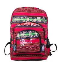 Deri Backpack Womens Multicolor Ethno Print Fabric Adjustable Straps Zipper