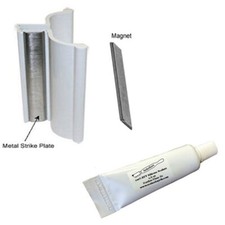 3" White Frameless Shower Door Handle with Metal Strike/Magnet/Silicone Sealant