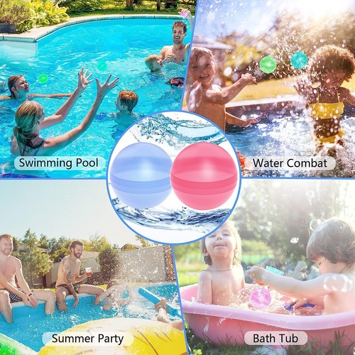 12 Stck. Wiederverwendbarer Wasserballon Nachfüllbar Schnellfüllen Wasser Spritzkugeln Wasserbombe - Bild 4 von 9