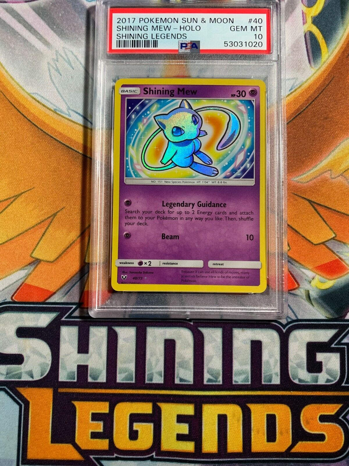 Mew Shining Wooden Pokemon Card