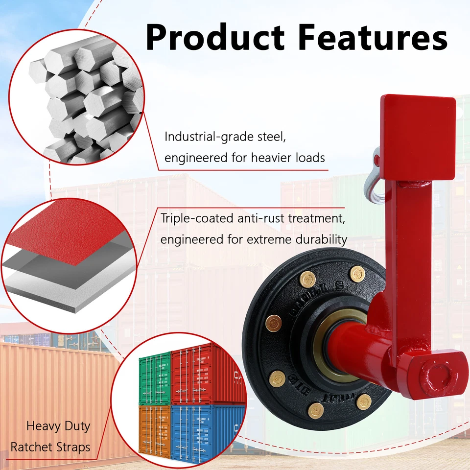 2 Pack Shipping Container Wheels 8×6.5 Lug Wheels Kit. with 10FT Ratchet Straps - Image 3 of 4