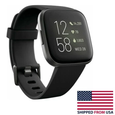 Fitbit Versa 2 Activity Trackers Health Fitness Smartwatch FB507 Black