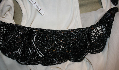 WILLOW & Clay Dress White Grecian Black Beaded Collar Sleeveless M | eBay