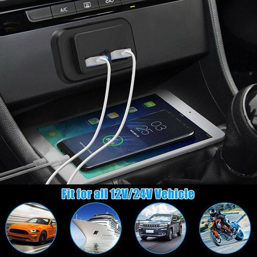Dual USB Port Car Socket Power Outlet Panel Mount Waterproof O5U5 - Zdjęcie 9 z 10