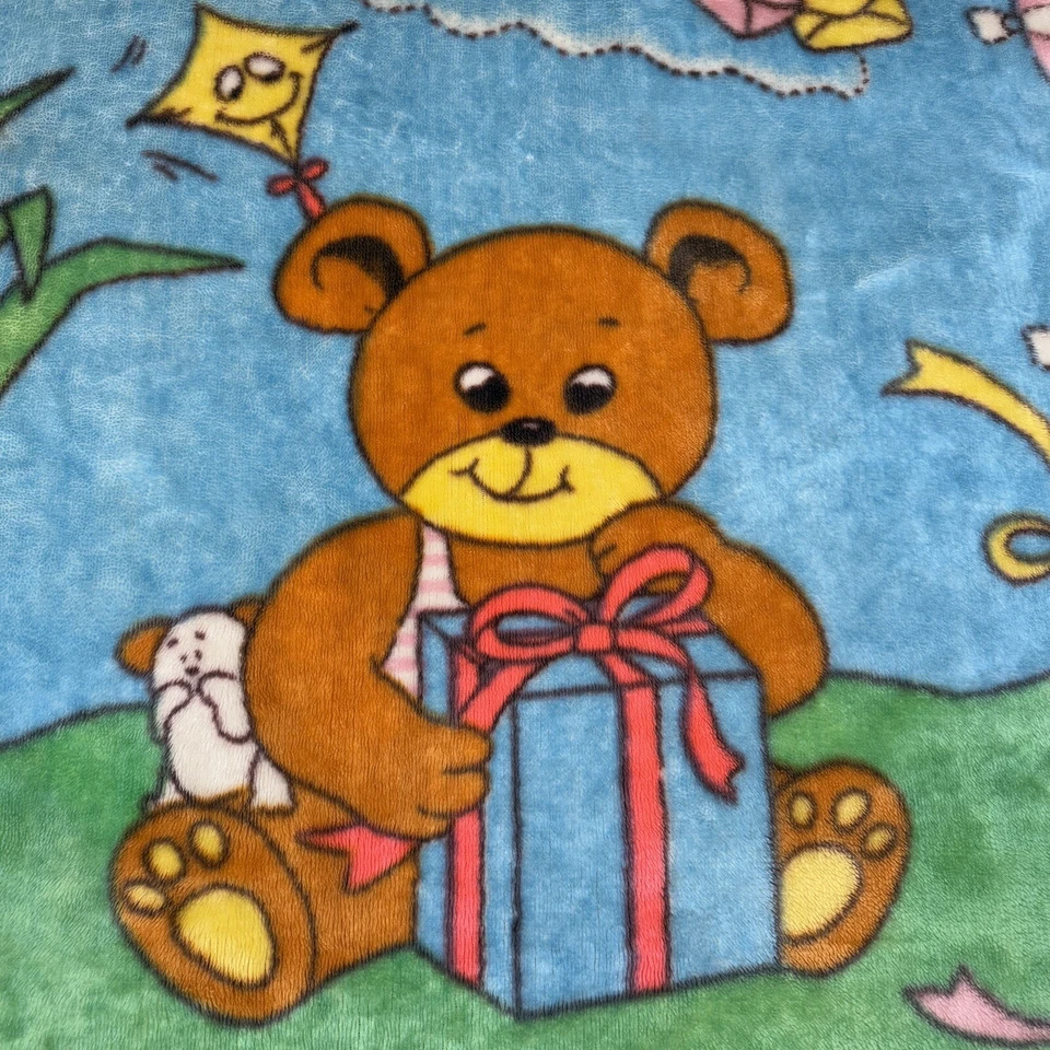 复古 Novatex 婴儿毯丝绒泰迪熊礼物鸟弓太阳风筝粉红色卡哇伊 — 第 2/4 张图片