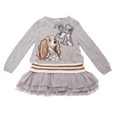 6794AD abito bimba girl MONNALISA grey cotton 2 in 1 dress kids