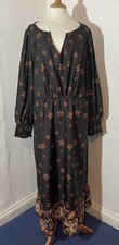Emery Rose Size 5XL Dress Brown Flowers Casual Summer Holiday Elastic Waist 1488