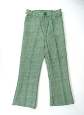 New Vintage Flare Leg Pants Boys Sz 14 26x25 Deadstock 70s USA Plaid Herringbone