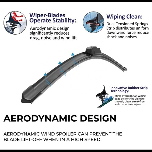 Wiper Blades for Hyundai Accent 2011 - 2018 Aero Front Pair 26" + 16" Windscreen - Picture 5 of 10