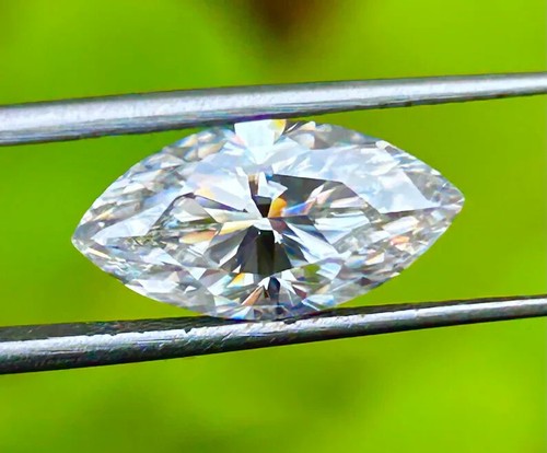 Diamante CVD sfuso taglio marquise naturale D coltivato in laboratorio colore D 4,00 ct certificato VVS1 - Foto 2 di 8
