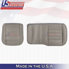 2003-2007 FOR Hummer H2 REAR Driver & Passenger Bottoms Leather Seat Cover Gray