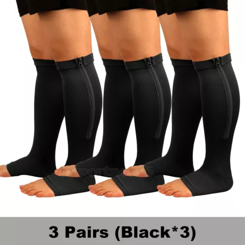 Zipper Compression Socks Support Graduated Stockings Mens Women 20-30mmHg Unisex - Picture 19 of 22