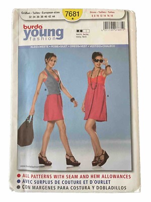 7681 Burda Women Dress Halter Vest Size 6 8 10 12 14 16 18 Young Fashion
