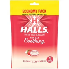 HALLS Throat Soothing Previously HALLS Breezers Creamy Strawberry Throat Drop...