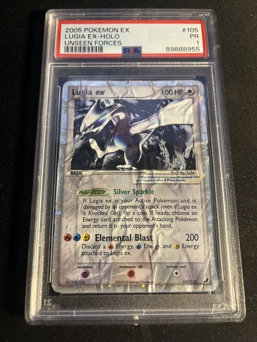 2005 POKEMON EX UNSEEN FORCES #105 LUGIA EX-HOLO PSA 1